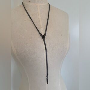 Kendra Scott Starla Y Necklace in Gunmetal Black with Drusy Stone